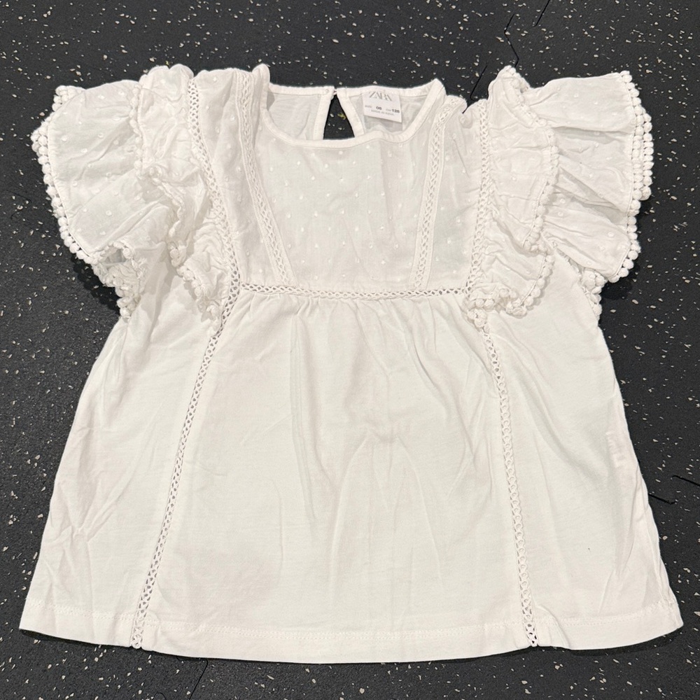 Zara Kids White Ruffled Top